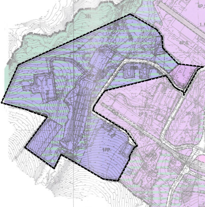 Fragment mapy dotyczącej zmiany miejskiego planu zagospodarowania przestrzennego