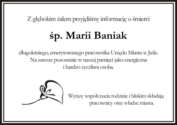 Kondolencje św. Maria Baniak