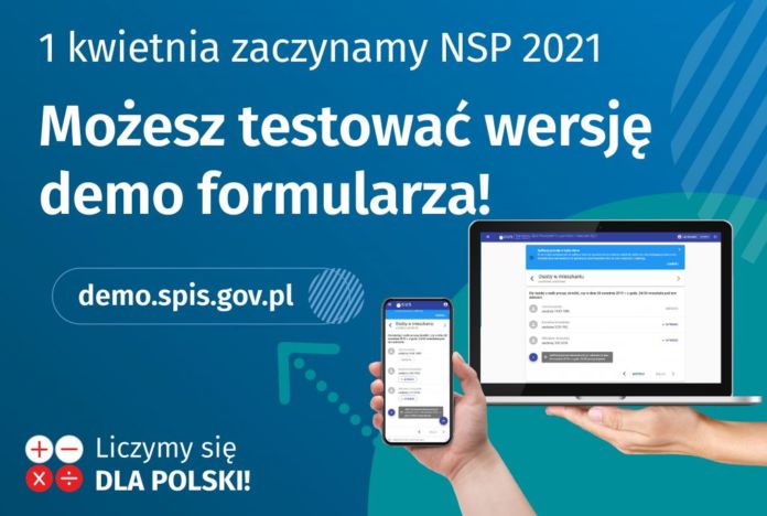 Baner informujący o przygotowanej wersji demo formularza testowego Narodowego Spisu Powszechnego 2021