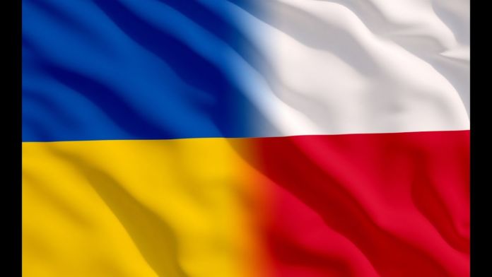 połączone flagi - Ukrainy i Polski