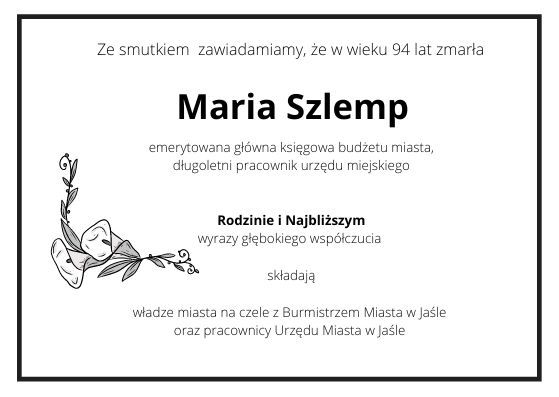 kondolencje Maria Szlemp
