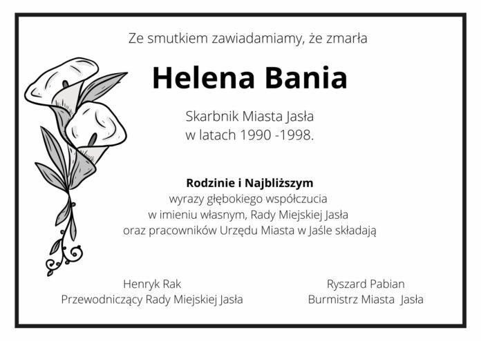 kondolencje - Helena Bania