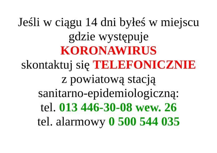 Komunikat Powiatowej stacji sanitarno epidemiologicznej w Jaśle